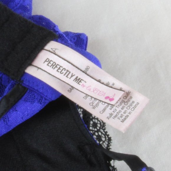 La SENZA Perfectly Me Babydoll Bra Small Blue Black Lace Lined Underwire B95 - Picture 6 of 7